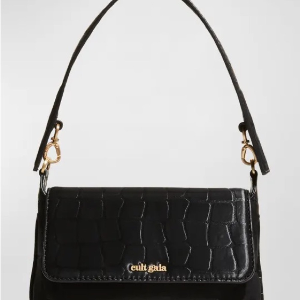 Cult Gaia Black Croc-Embossed Women's Bag